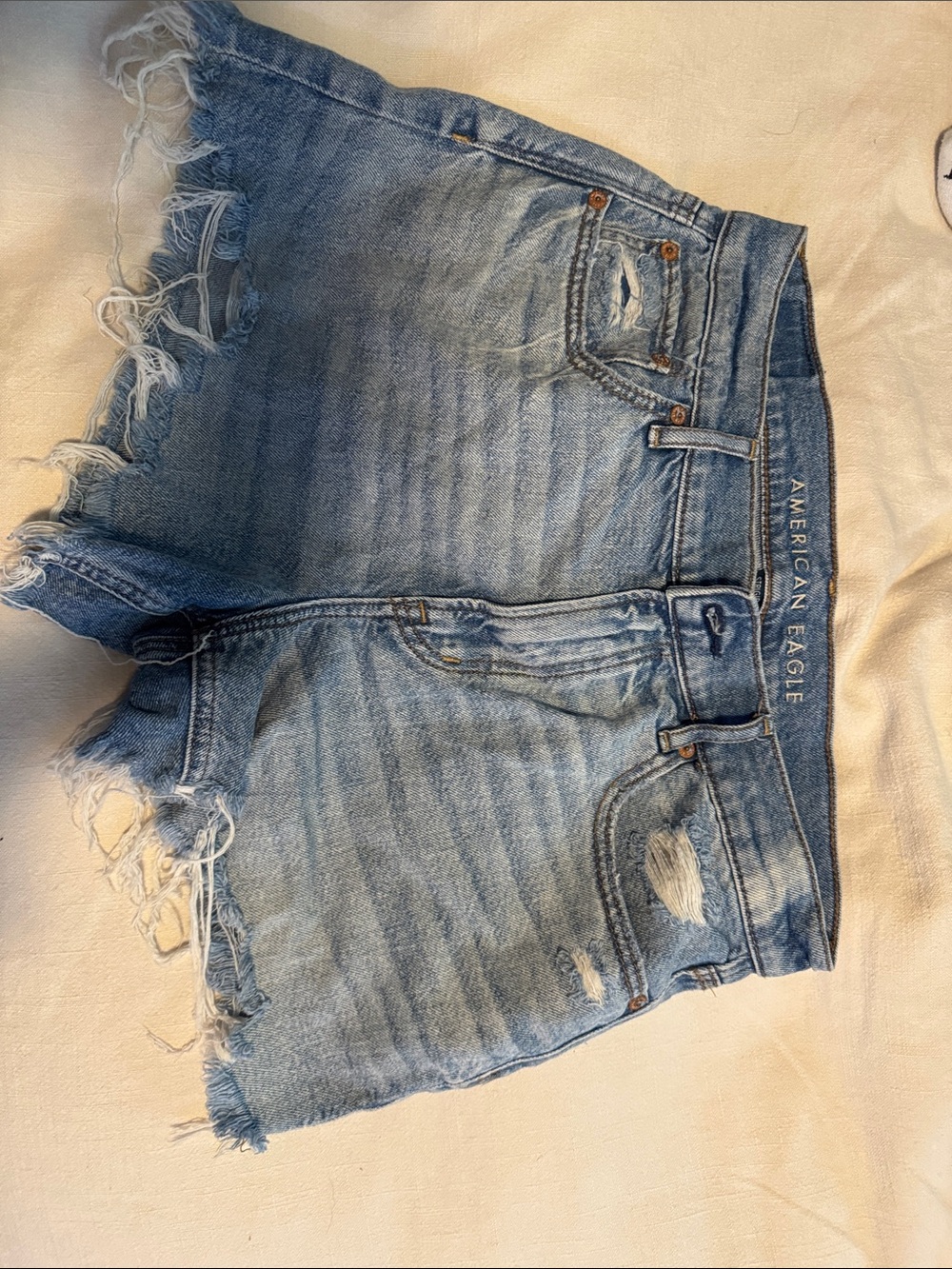 American Eagle Outfitters Light Blue Distressed Denim Shorts